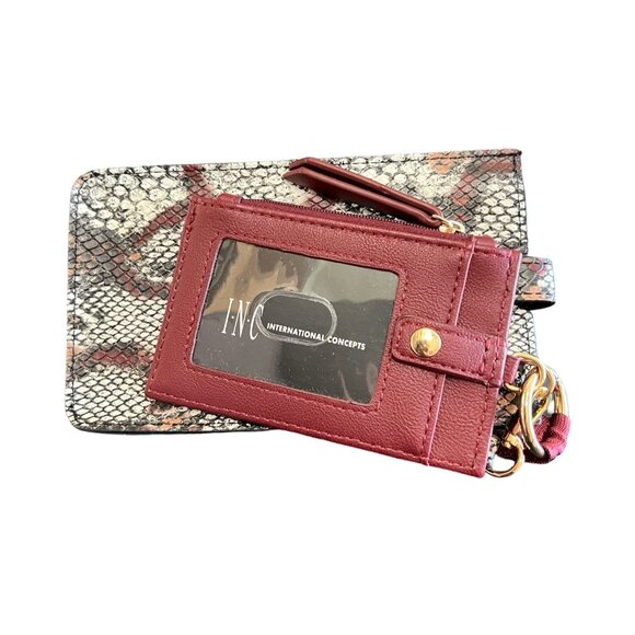 INC International Concepts Burgundy Snakeskin Print Passport Holder Set - Picture 8 of 8